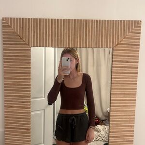 Brown Long Sleeve Crop Top